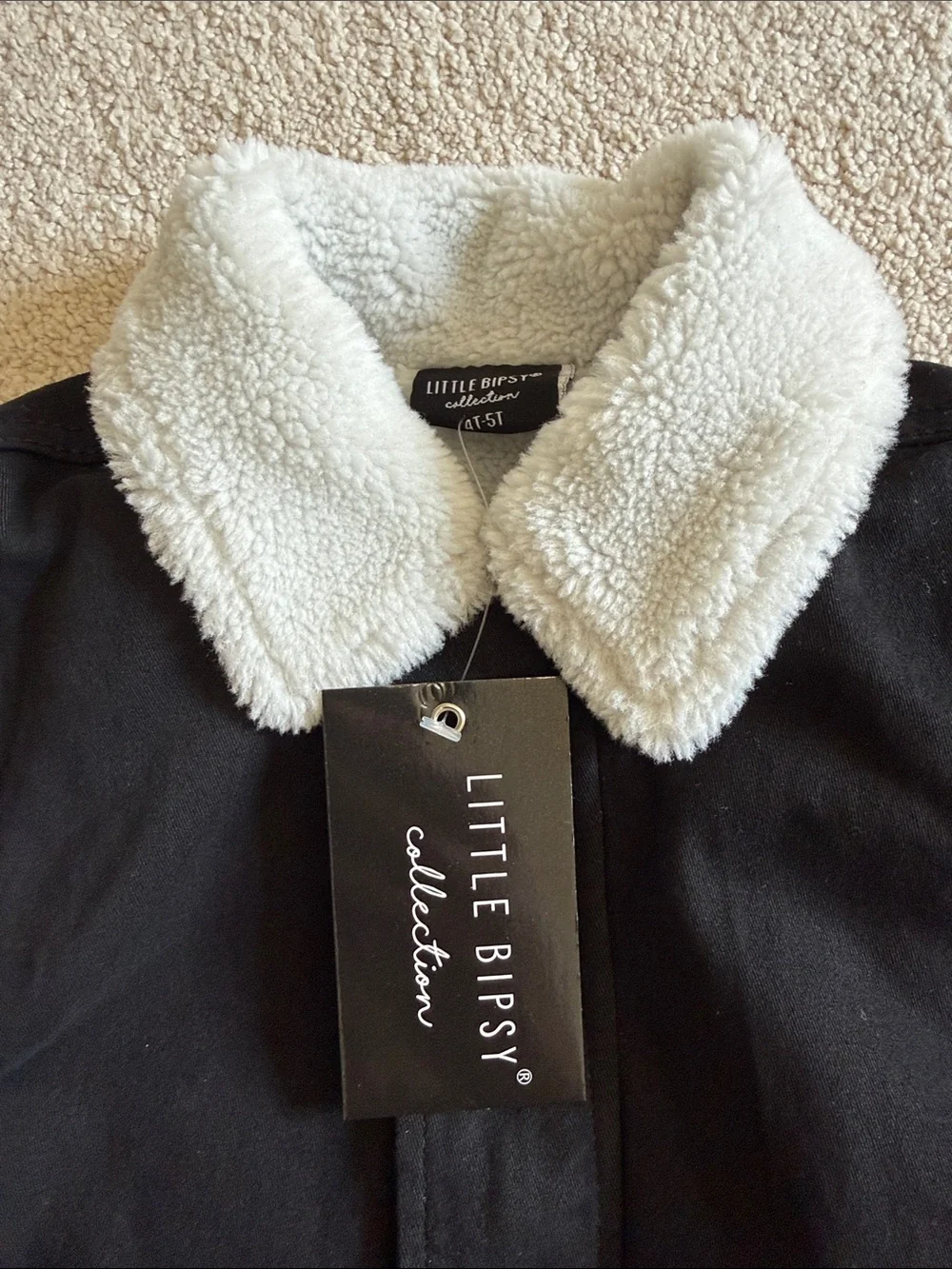 NWT Little Bipsy Black Sherpa Jacket